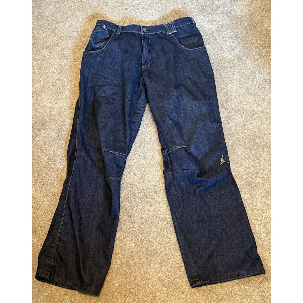 Nike Air Jordan Jeans Mens 34 X 32 Denim Jumpman Gold Sneaker Jogger Bungee